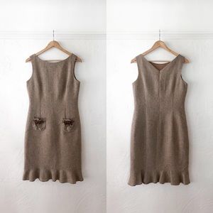 David Meister Sleeveless Tan Midi Dress